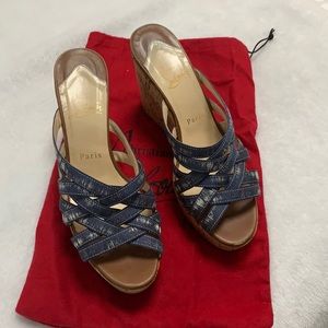 Christian Louboutin wedges , size 8 , blue